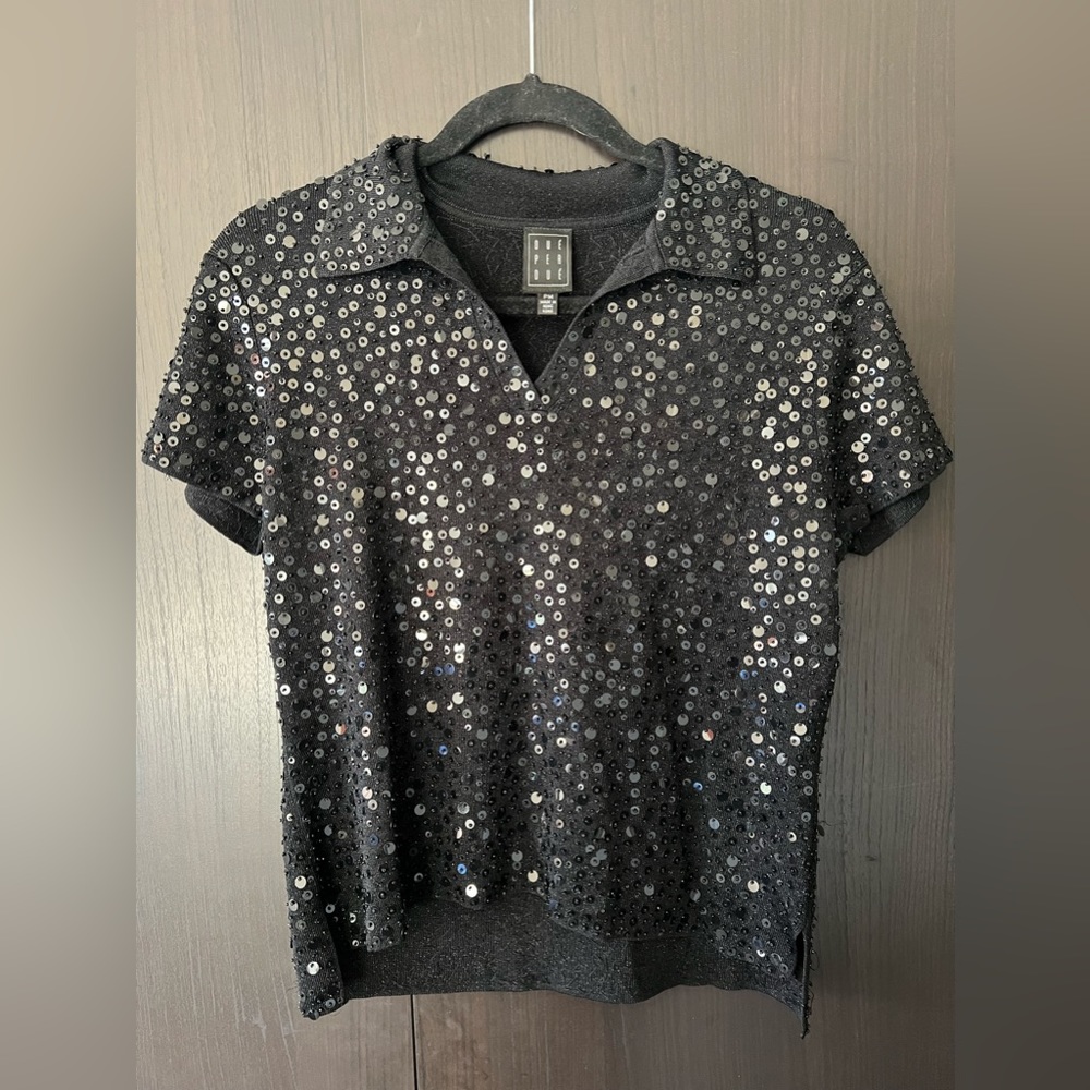 Dué Per Dué Women’s Sequin Short Sleeve Blouse